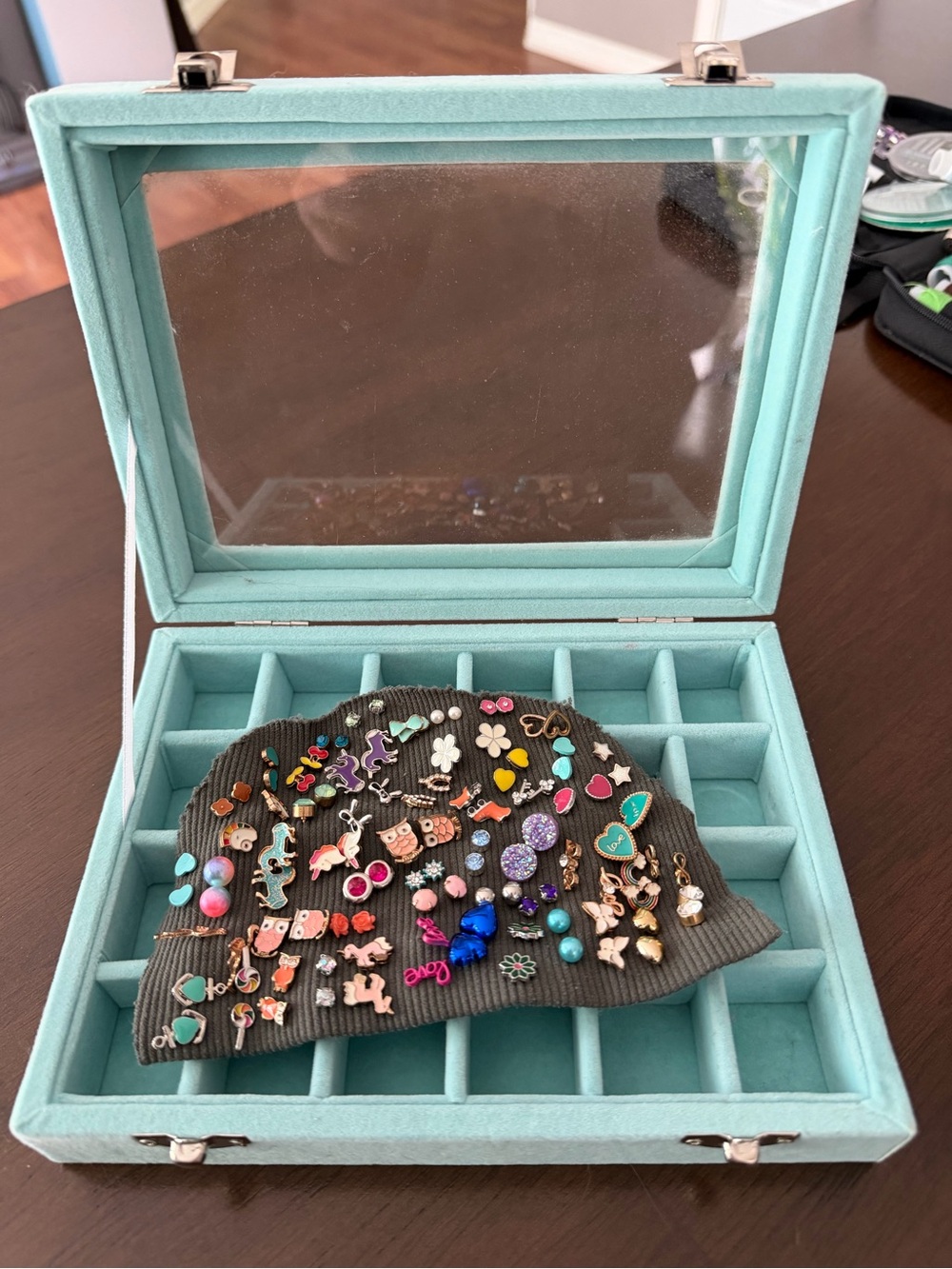 40+ pair of earrings and Jewelry Box with Clear Lid
